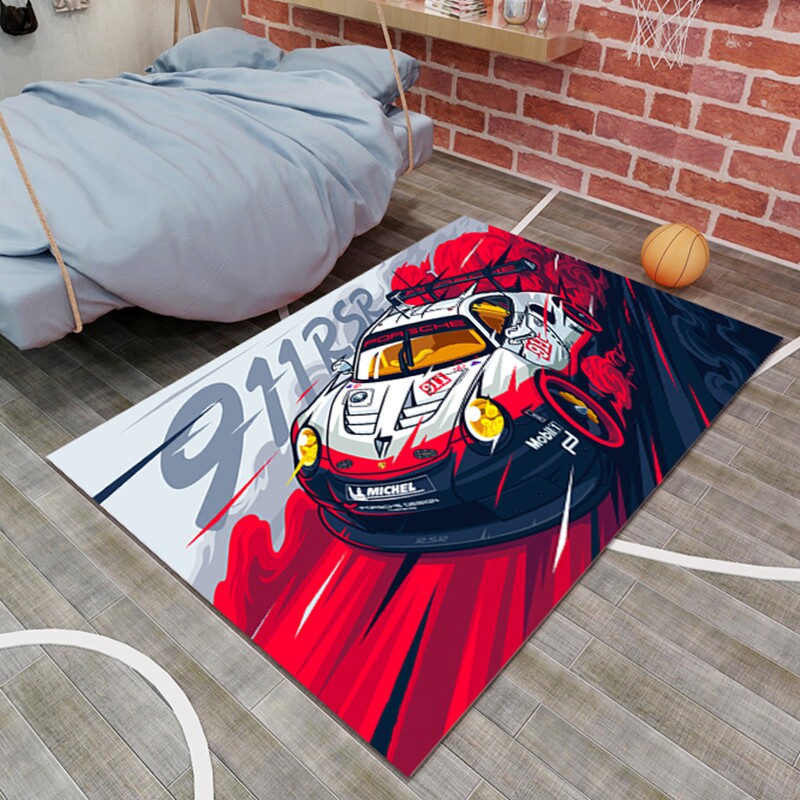 赛车主题地毯防滑地毯卧室客厅