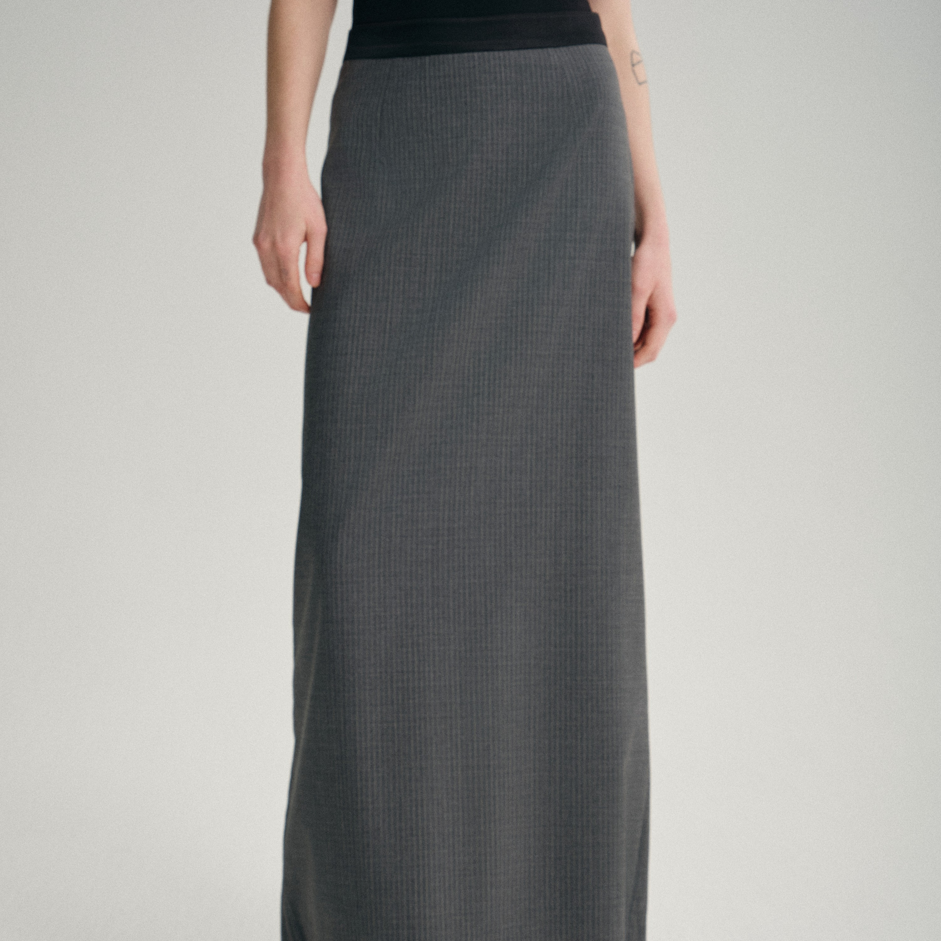 pleine lune  土耳其精纺羊毛真丝拼腰极简半裙