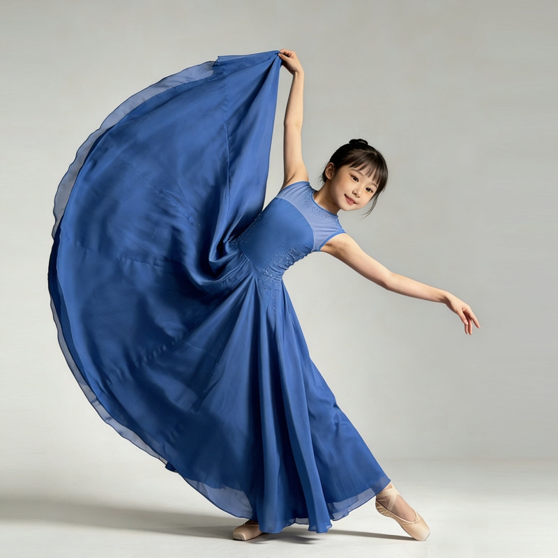 儿童梦底同款舞蹈服刘浩存古典舞演出服女飘逸大裙摆舞蹈服开场舞