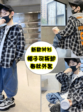 棉日韩系春秋翻领帽子可拆卸外套