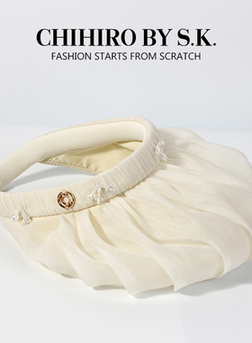 CHIHIRO BY S.K./新帽馆夏季防晒度假玉纱钉珠空顶帽CA2KDF1004