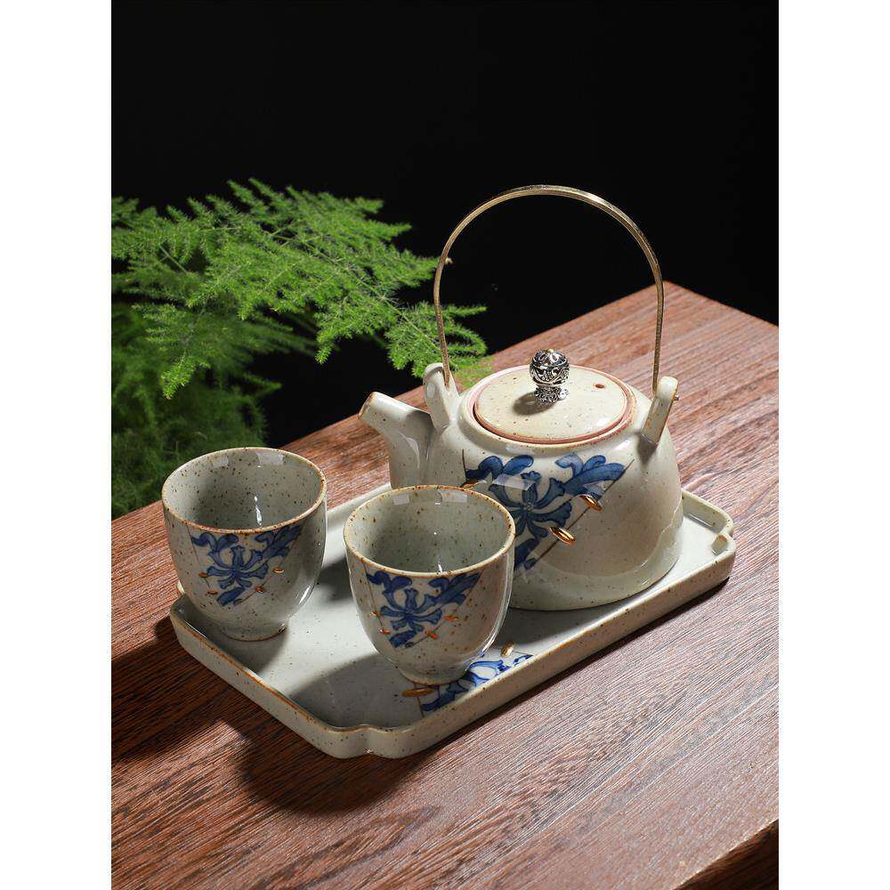 日式具提梁壶茶套装粗陶茶JLG壶古陶瓷覆茶茶杯家用简约泡壶功夫
