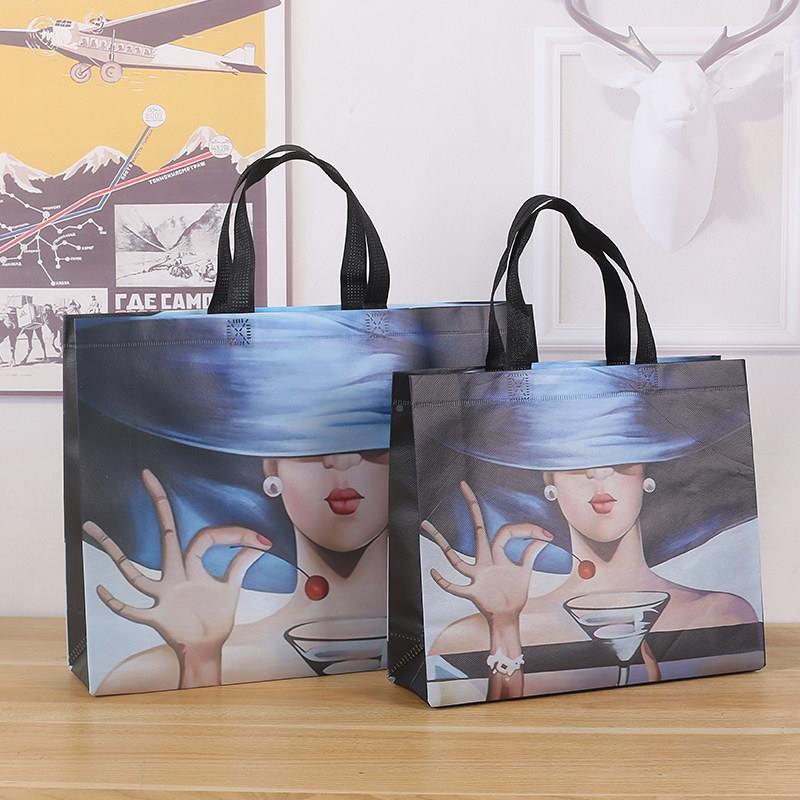 花礼品袋层无涂纺布提袋NUV场环保购物服装店服手装商袋定制标志