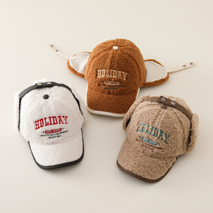 儿童帽子2025新款护耳帽女童秋冬鸭舌帽女孩冬季棒球帽宝宝保暖帽