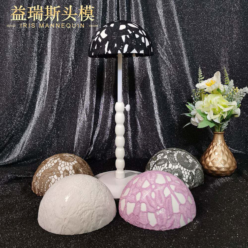 白色可调节高度布艺假发支架｜图片
