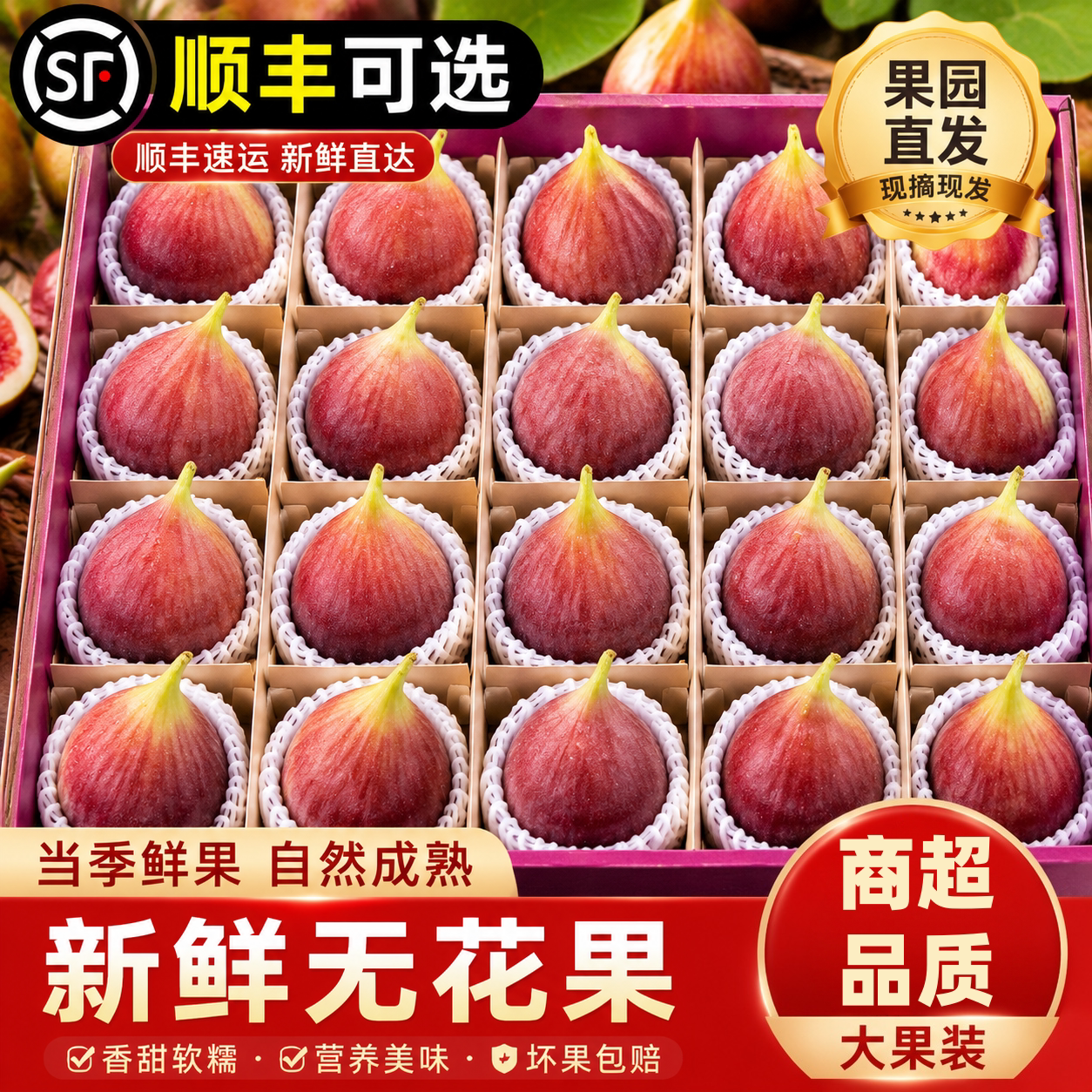 【顺丰秒发】新鲜无花果红皮精选当季时令鲜果孕妇水果现非格雷斯