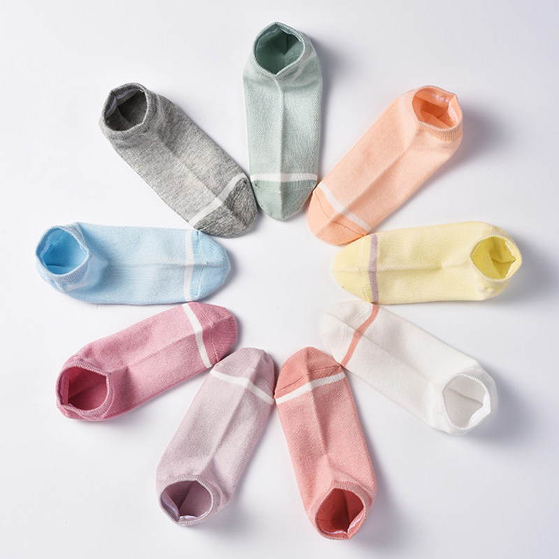 5双装/1盒 袜子女云朵袜浅口纯色短袜薄款运动棉袜吸汗透气船袜