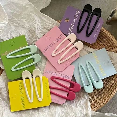 可爱多巴胺色系水滴发夹夏季对夹甜美少女侧边刘海夹鸭嘴夹头饰女