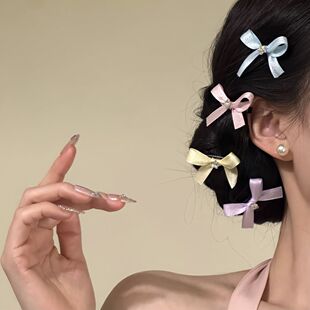 野心家原创【马卡龙】多巴胺彩色蝴蝶结发夹甜美氛围感侧边夹发卡