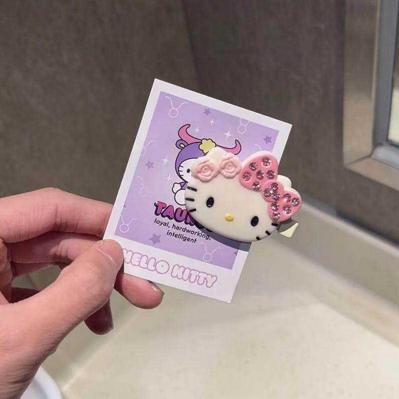 可爱少女心带钻卡通kt猫美乐蒂无痕鸭嘴夹刘海侧边发卡百搭头饰