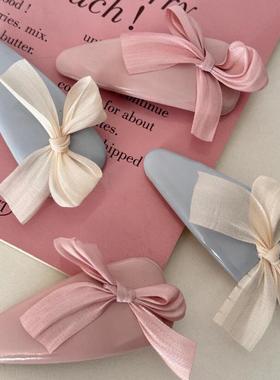 蓝色皮质水滴BB夹·蝴蝶结甜美可爱刘海夹侧边夹温柔气质网红白色