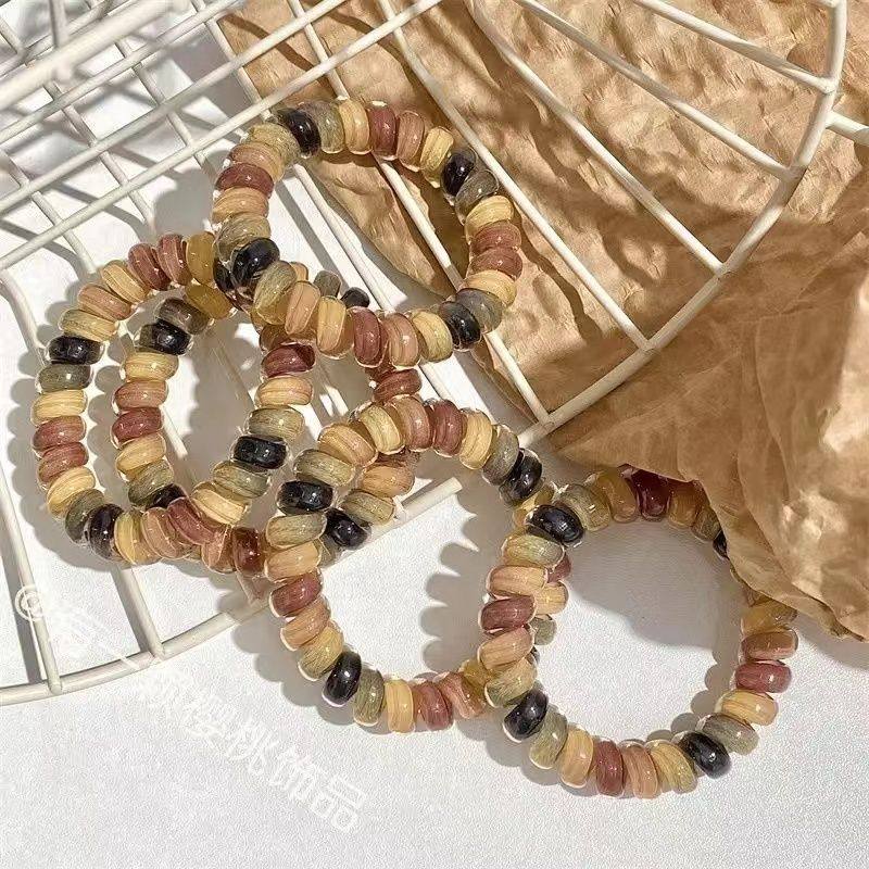 渐变黑棕色日韩气质无痕电话线发圈女ins扎马尾头绳秋冬简约发饰