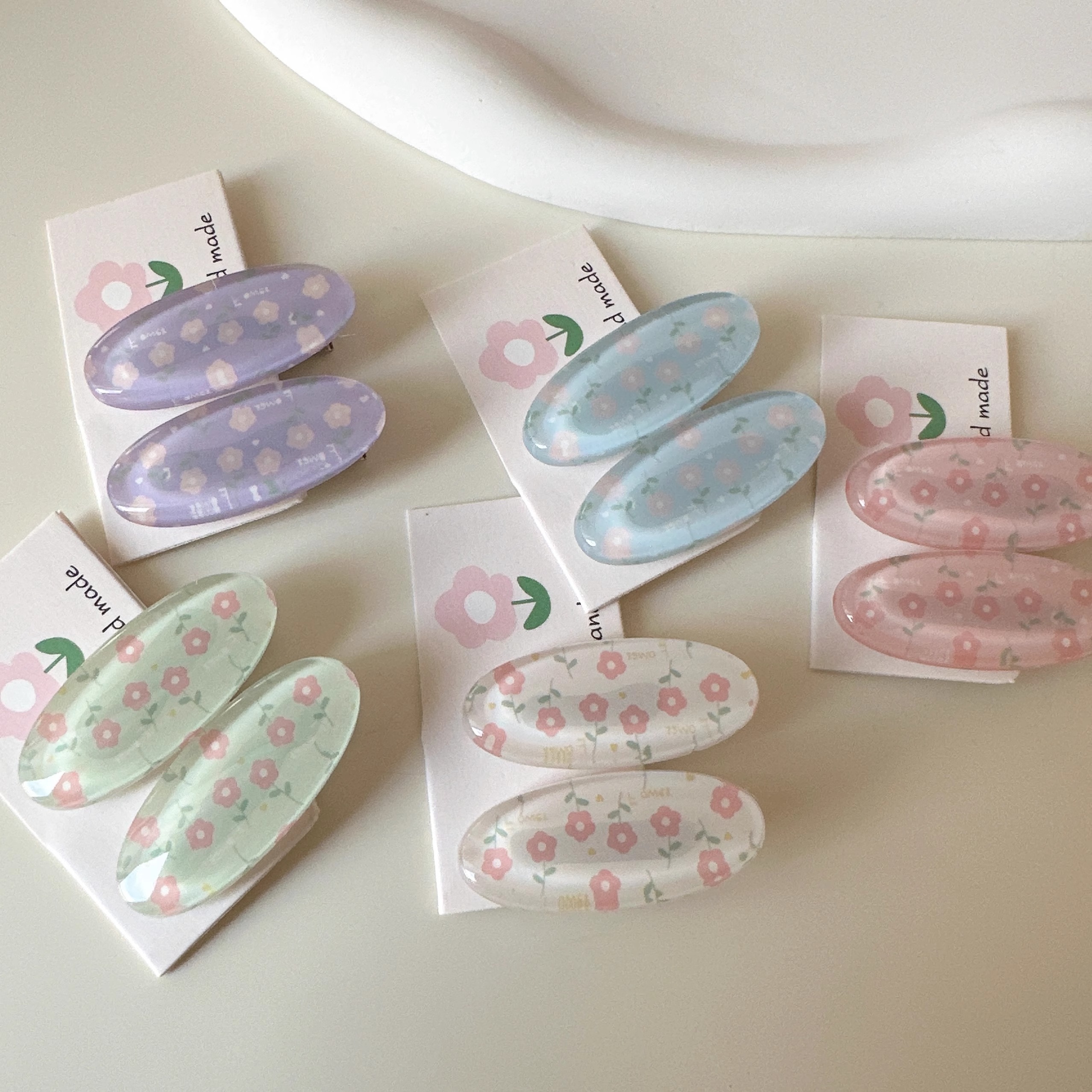 可爱甜美少女系小碎花边夹刘海夹椭圆小花发卡前额对夹小边夹卡子