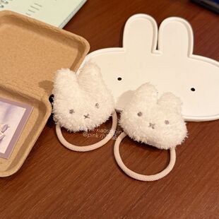 少女奶呼呼米菲兔蝴蝶结发圈发夹毛绒发绳可爱甜美马尾头饰发饰