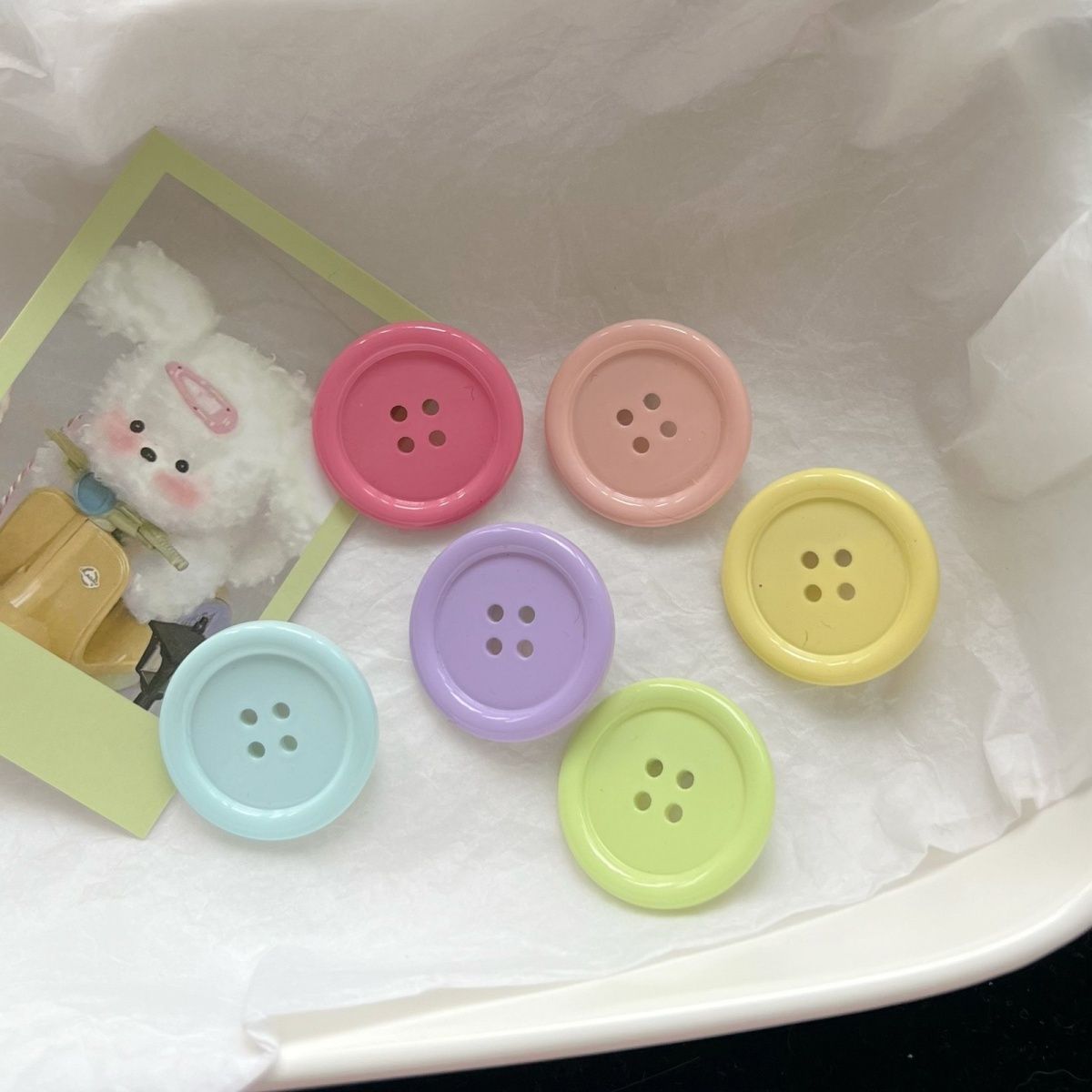 春夏奶油色纽扣小夹子ins甜美可爱少女儿童发饰彩色圆形扣子头饰