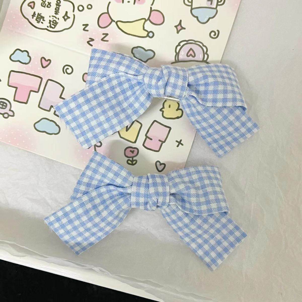 蓝色格子蝴蝶结发夹ins日韩甜美软妹双马尾鸭嘴夹可爱少女心边夹,饰品/流行首饰/时尚饰品新,发饰,淘宝优惠券,粉丝福利购,淘宝优惠卷