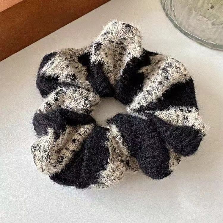 森女秋季小香风秋冬文艺复古毛绒发圈女气质优雅编织大肠圈发圈女