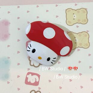 可爱红色hellokitty小蘑菇童趣发夹卡通日系少女心刘海夹边夹发饰