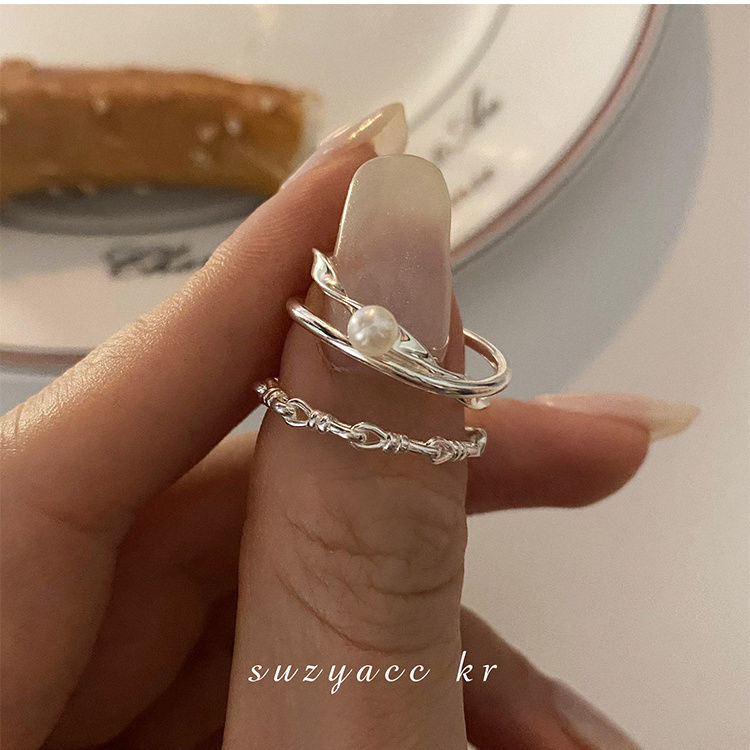小众设计高级珍珠戒指时尚个性潮流百搭食指冷淡开口指环