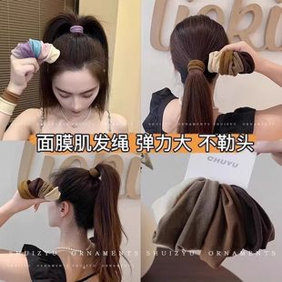 2025新款 高马尾头绳肌肤感面膜发圈超宽无接缝皮筋耐用扎头发发绳