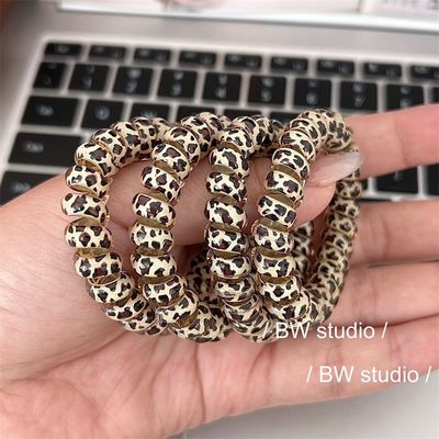 豹纹电话线简约发圈加粗丸子头扎马尾扎头发基础简约韩国少女头绳