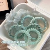 薄荷绿发圈清新甜美电话线发圈发绳伤发头绳高弹力新款 头发发饰