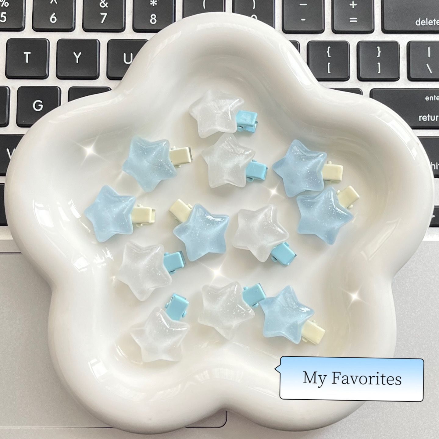 纯欲迷你果冻星星发夹甜美ins少女五角星发饰海盐蓝学生刘海边夹