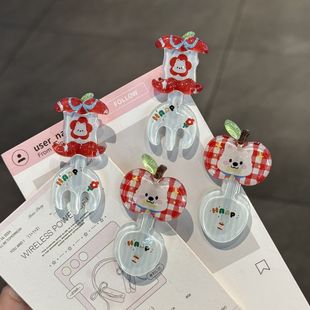 可爱清透苹果勺子叉子发夹卡通西高地少女侧边刘海夹日韩百搭发卡