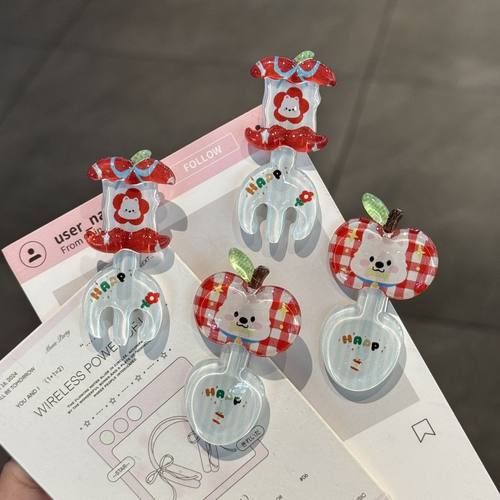 可爱清透苹果勺子叉子发夹卡通西高地少女侧边刘海夹日韩百搭发卡