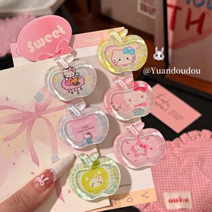 可爱苹果kt清透发夹亮晶晶夏日清透苹果刘海夹卡通百搭少女头饰女