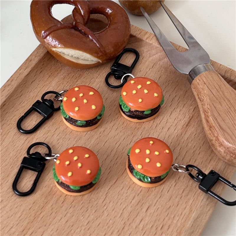 仿真食物汉堡钥匙扣可爱趣味卡通包包挂件情侣闺蜜学生礼物饰品