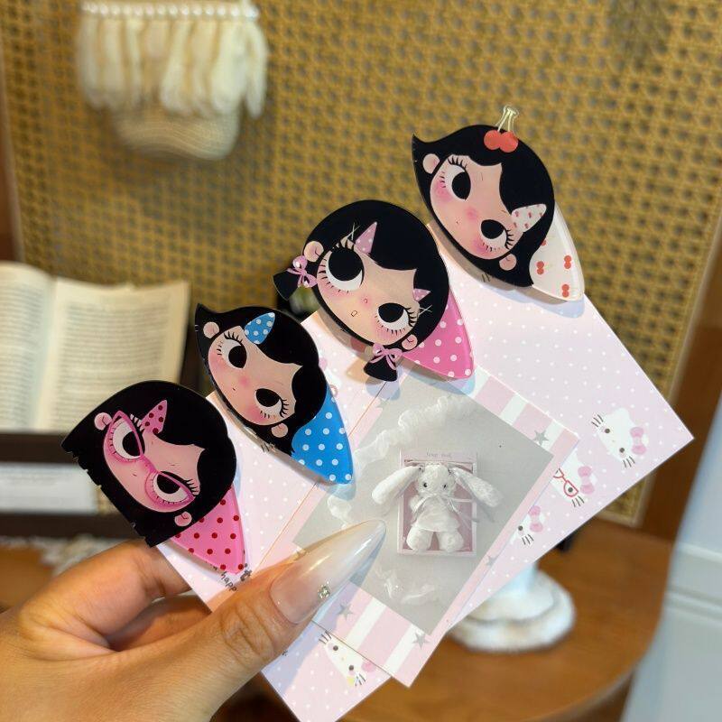 恰好是小满亚克力发夹甜美少女心鸭嘴夹卡通小众可爱侧边刘海夹图片