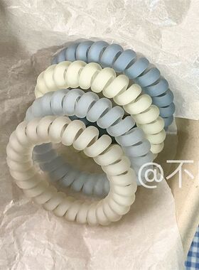 8根装!海盐蓝磨砂电话线发圈气质皮筋女头绳高弹力简约时尚发绳