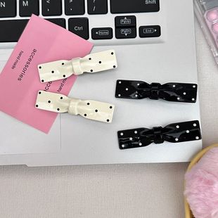 韩国新款彩色波点银色蝴蝶结甜美可爱发卡头饰刘海侧边发夹发饰