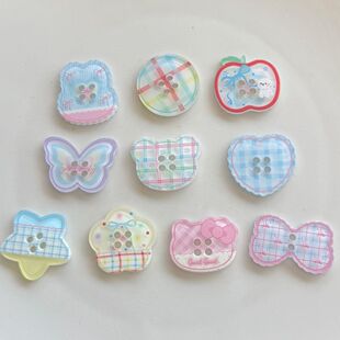 可爱几何卡通纽扣配件DIY奶油胶手工材料洞洞鞋配饰鞋花手机壳