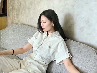 正品 牛仔连体裤 claire牛仔法国嘉人服饰白色工装 marie