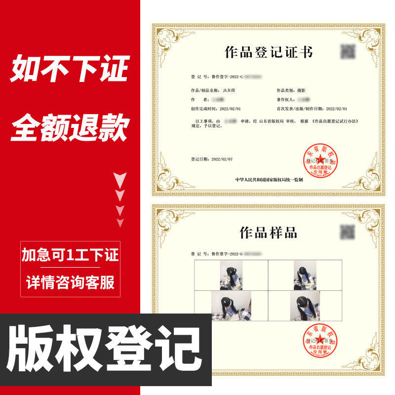 加急美术作品版权登记logo图片文字摄影视频著作权山东申请注册