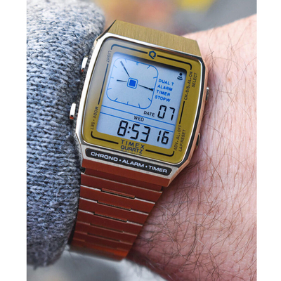Timex天美时数显复古小金表