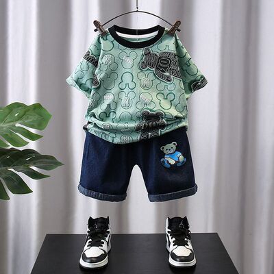 男童夏装短袖套装帅气时髦潮酷2025新款小男孩儿童夏季短裤两件套