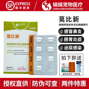 汉维莫比新阿莫西林克拉维酸钾片宠物消炎狗猫感冒药50 500mg 250