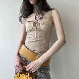 suspender Splicing color solid top拼接绑带纯色吊带上衣 strap