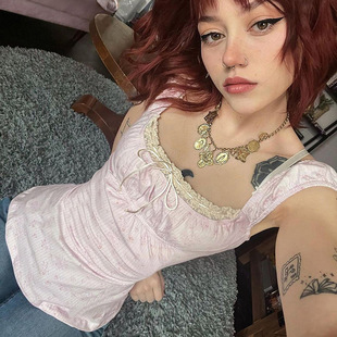 slim floral Sexy fit vest性感碎花蝴蝶结吊带背心 bow camisole