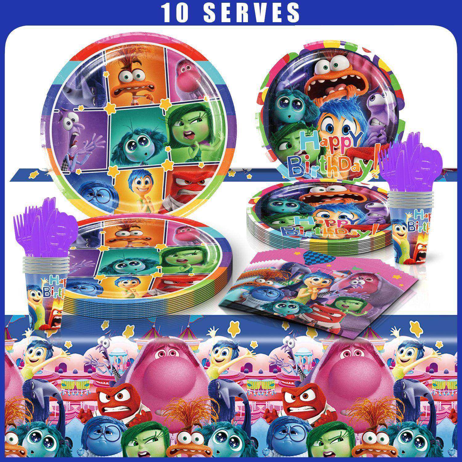 卡通头脑特工队主题儿童生日派对装饰一次性纸盘纸杯桌布餐具套装,餐饮具,可降解餐具/环保餐具,淘宝优惠券,粉丝福利购,淘宝优惠卷