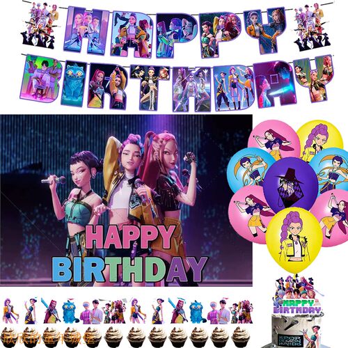 Kpop韩流猎魔女团生日派对布置