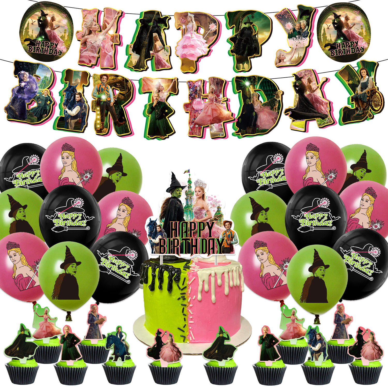 魔法坏女巫生日派对气球背景布