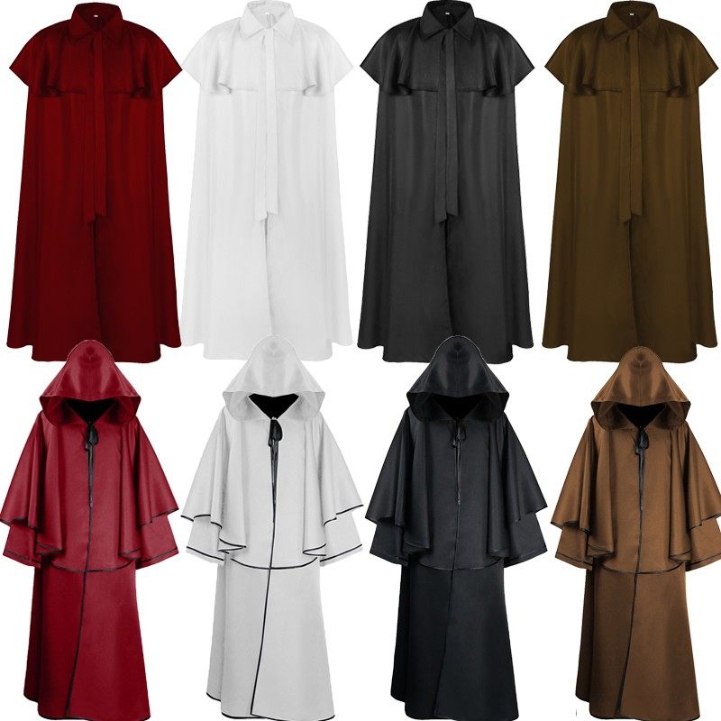 万圣节中世纪连帽外套哥特式大衣长战万圣节魔鬼巫师死亡斗篷披风