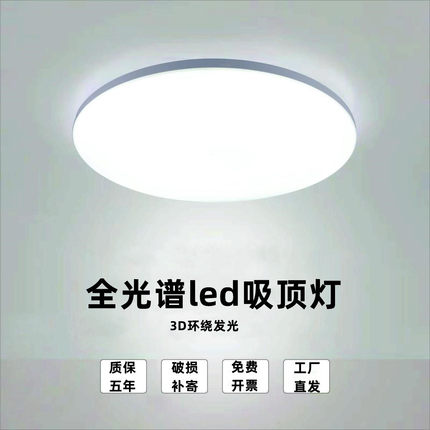 超薄圆形LED吸顶灯走廊简约现代客厅灯卧室灯房间阳台全光谱灯具
