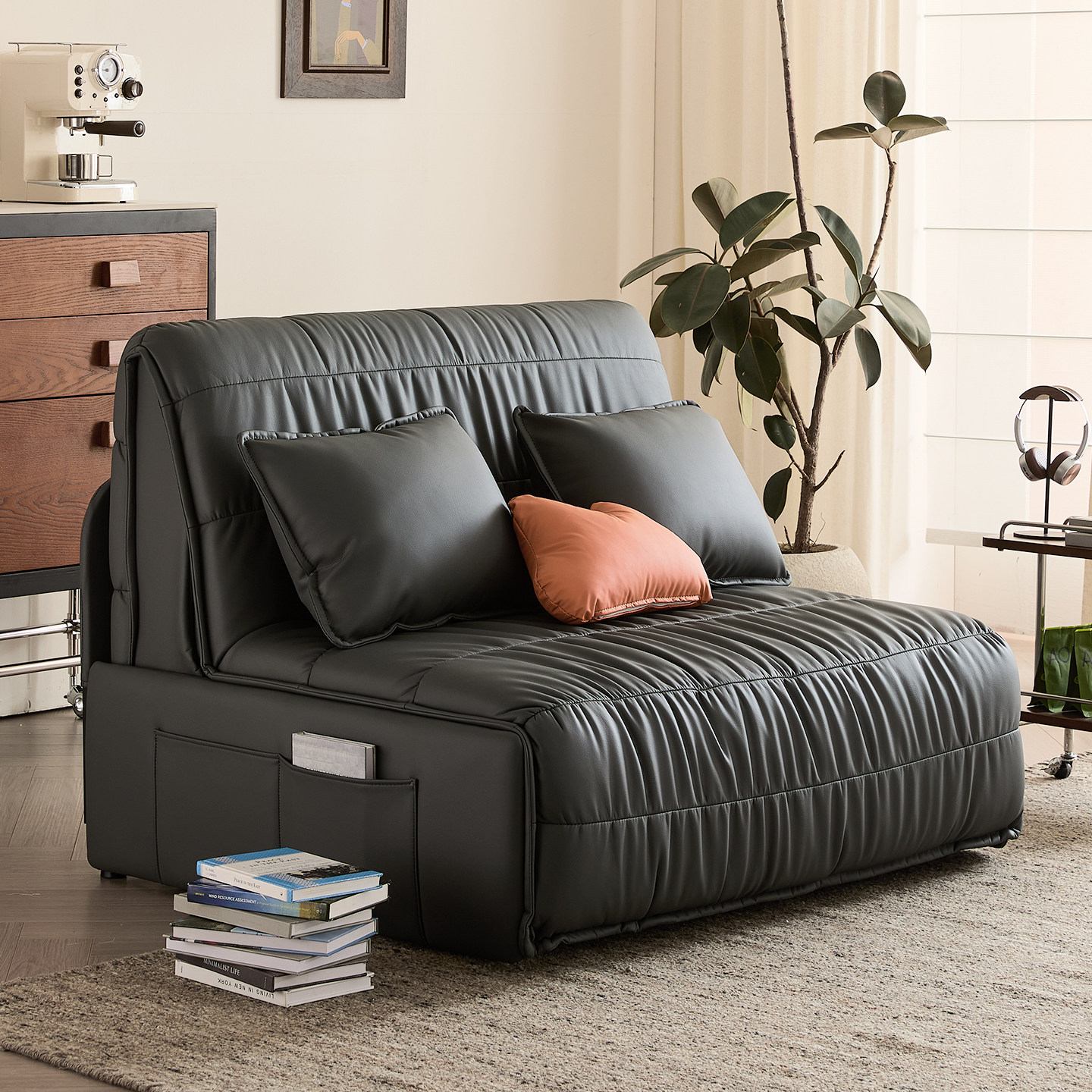 真皮智能电动遥控沙发床可折叠两用多功能小户型客厅沙发卧室单人