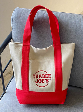 美国潮牌trader joes时尚潮流帆布购物袋手提单肩包 环保袋女包