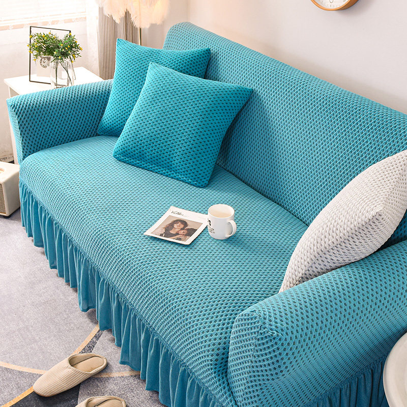 蓝色弹力沙发套罩全包2025新款懒人直排沙发盖布盖巾防猫抓通用型